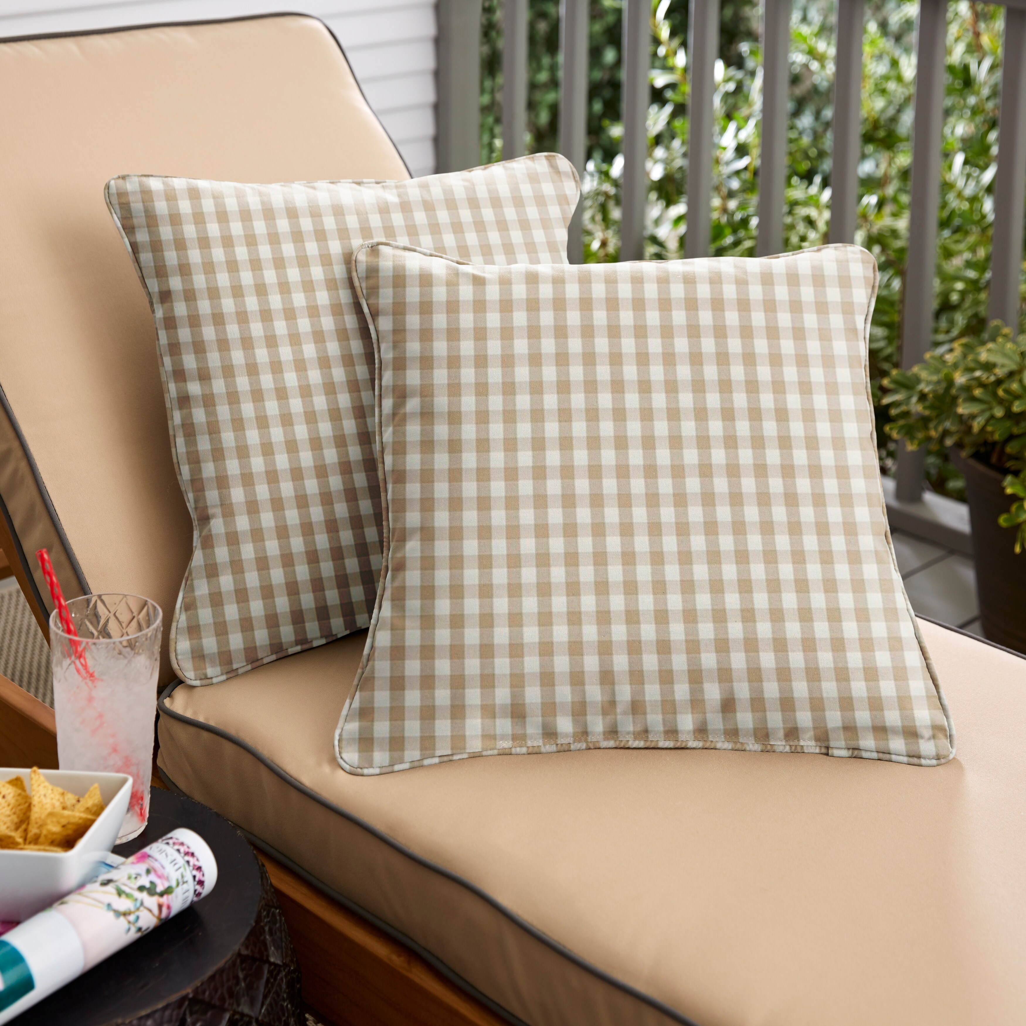 Gingham outdoor pillows sales