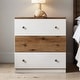 preview thumbnail 1 of 12, 3-Drawer Wooden Nightstand with Colorblock Design and Metal Handle