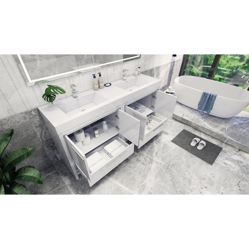 Dove 72'' Freestanding Vanity with Double Reinforced Acrylic Sink