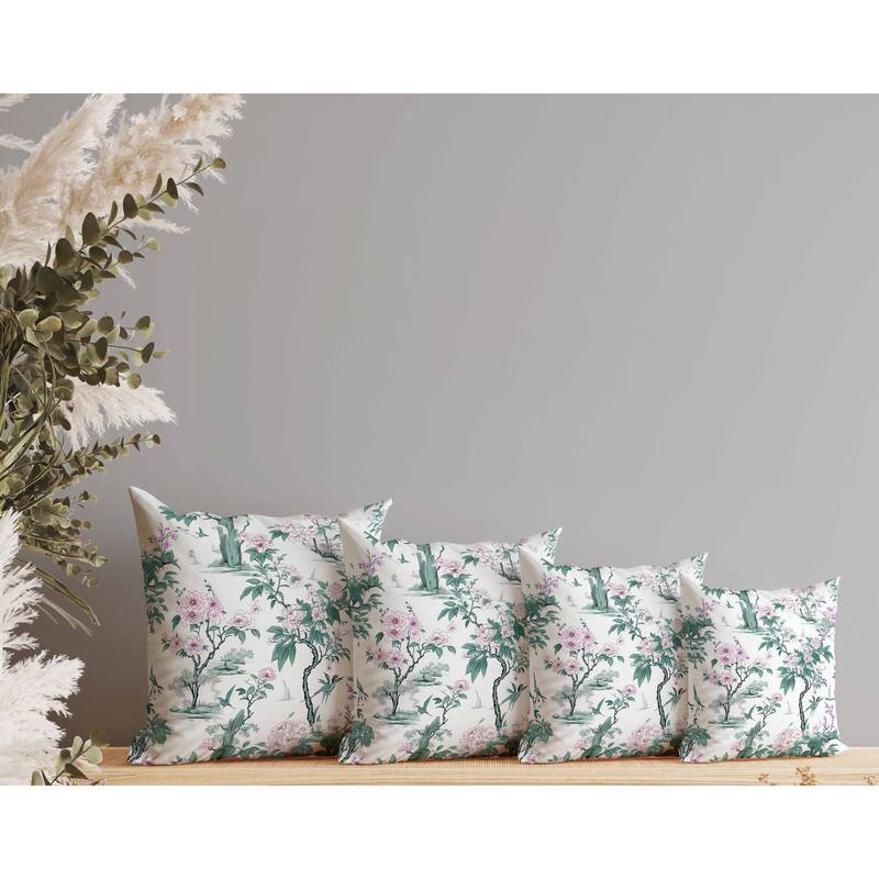 Open Air Orchid Faux Suede Reversible Throw Pillow Green and Pink