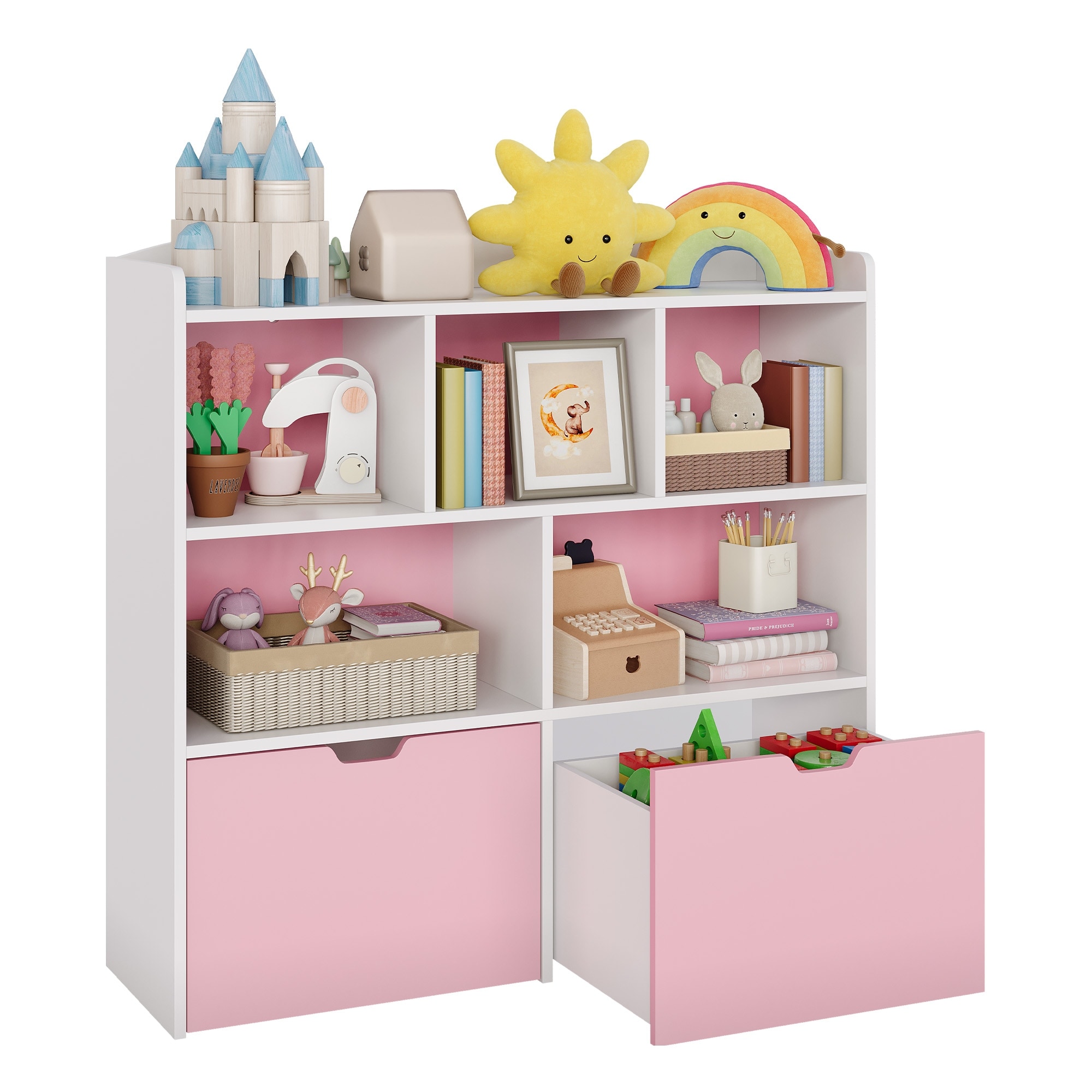Toy Storage Organizer, Bookshelf, Toy Storage Cabinet, Toddler Bookcase Cabinet