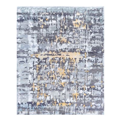 Modern One-of-a-Kind Hand-Knotted Area Rug, Gray - 8' 3" x 10' 0"