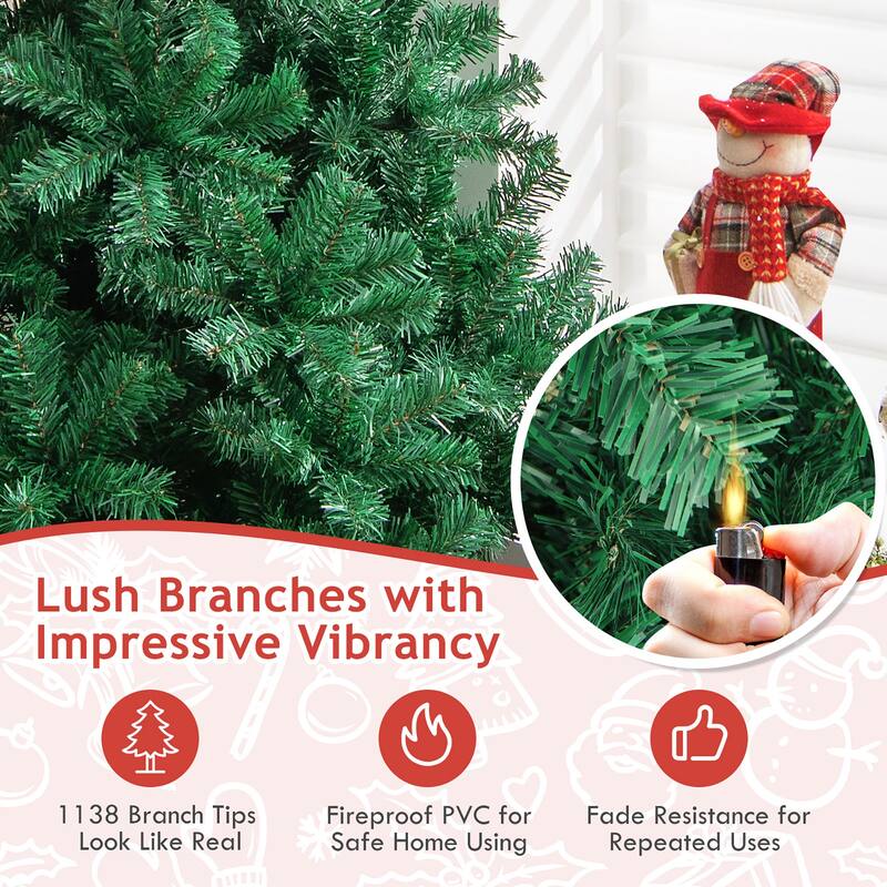 Gymax 8' Green Holiday Season Artificial PVC Christmas Tree Indoor