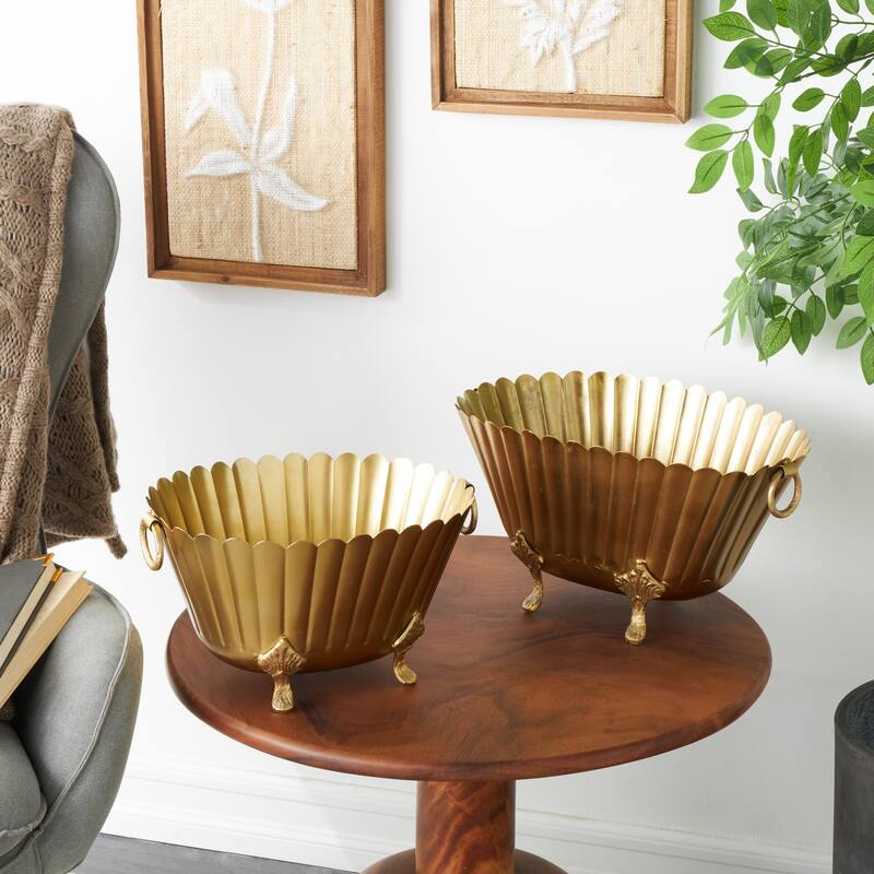 Gold Metal Indoor Outdoor Planter (Set of 2) - Gold