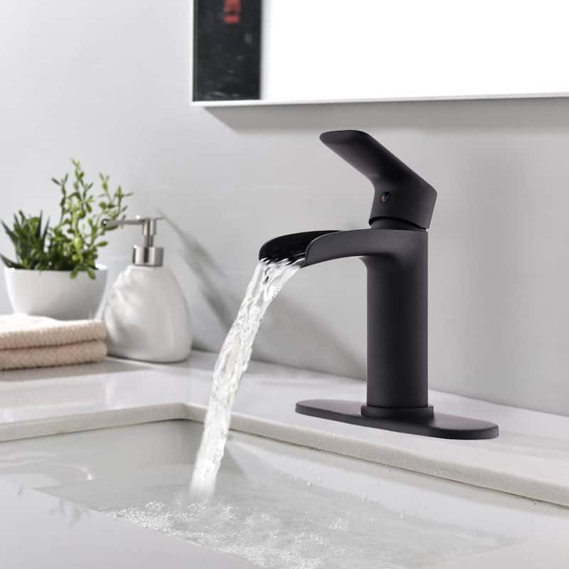BATHLET Waterfall Bathroom faucet Vanity Sink Faucet Pop Up Drain Stopper