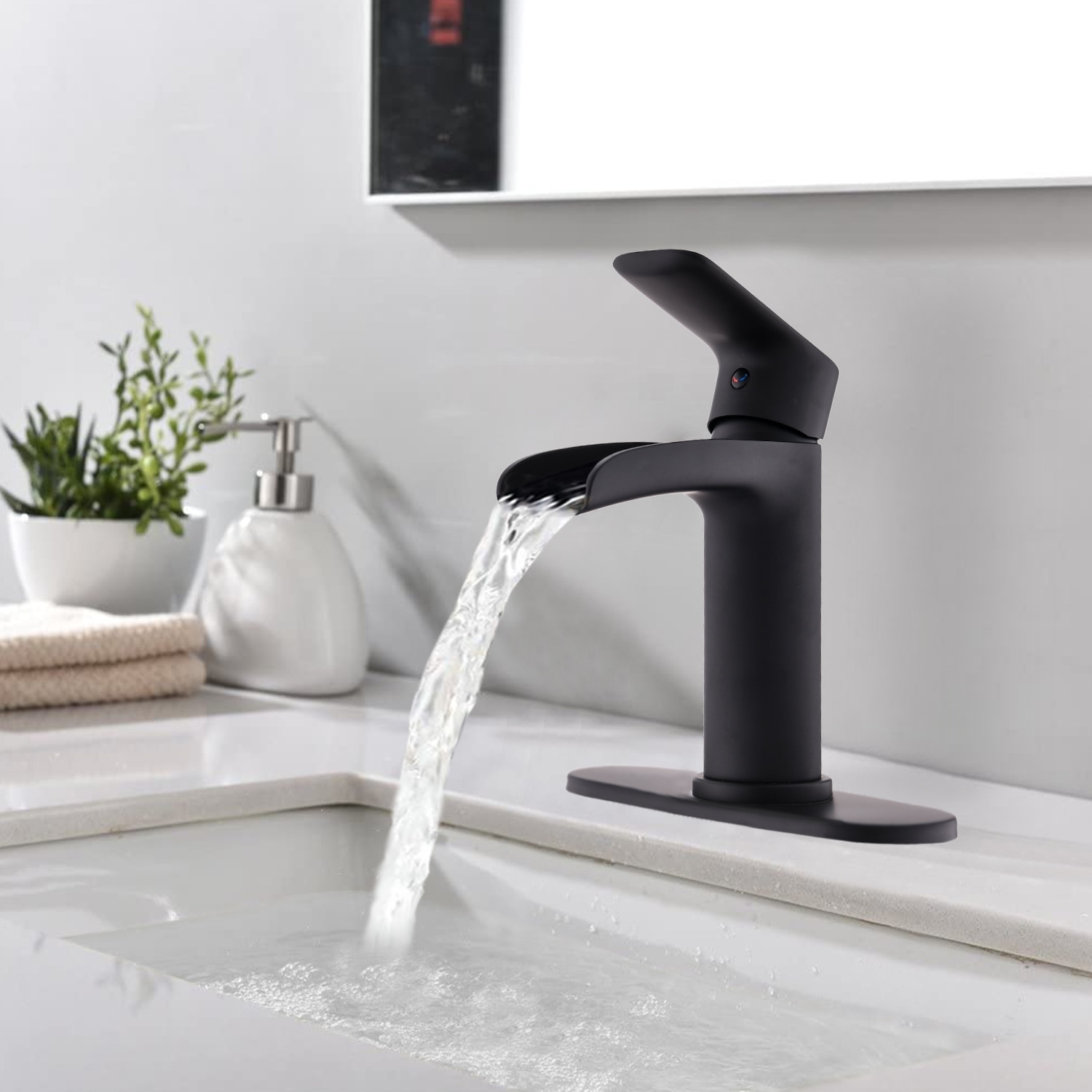 BATHLET Waterfall Bathroom faucet Vanity Sink Faucet Pop Up Drain Stopper
