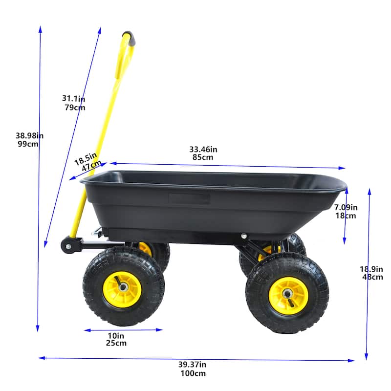 Folding car Poly Garden dump truck with steel frame 75 liter truck body