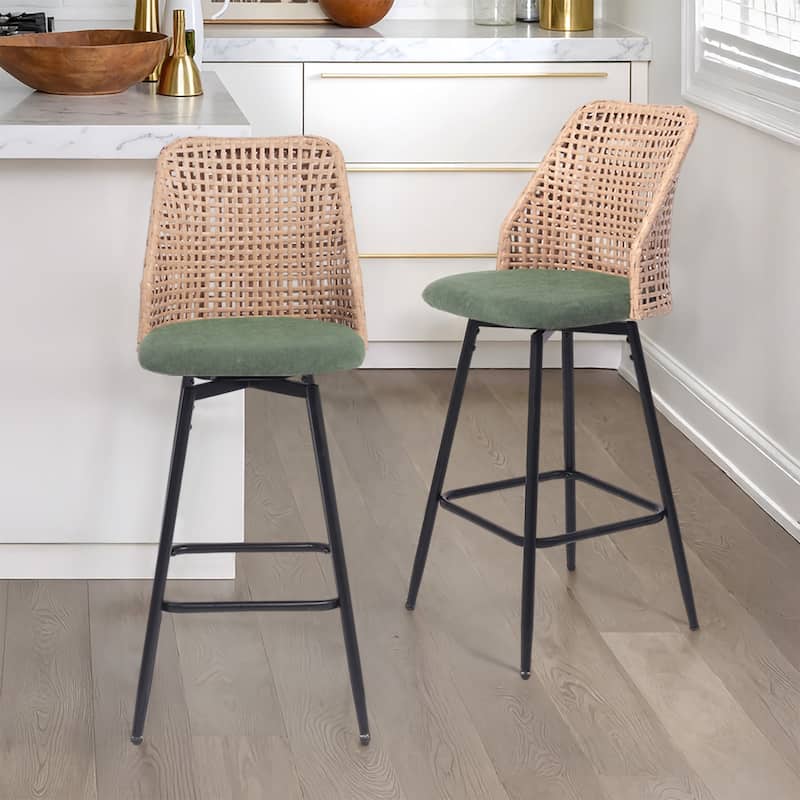 28.8" Indoor Swivel Wicker Barstools