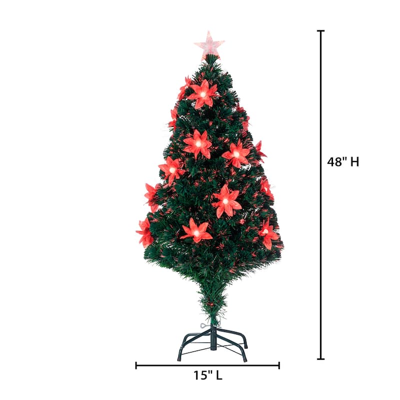 4 ft. Pre Lit Color Changing Fiber Optic Poinsettia Tree