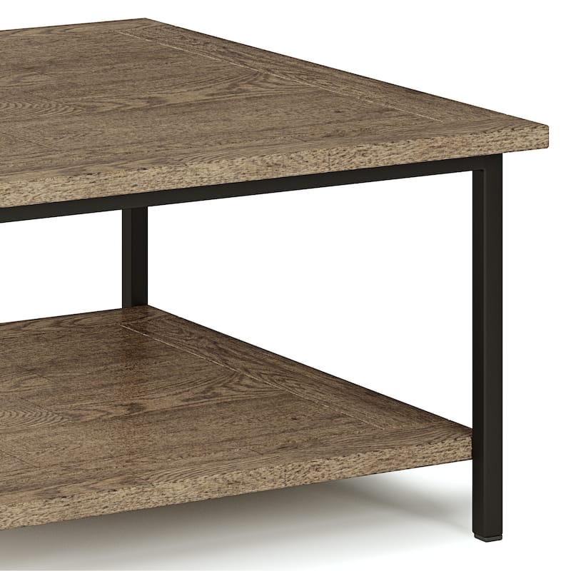 WYNDENHALL Rhonda Solid Mango Wood & Metal Industrial Coffee Table - 34 W x 34 D x 18 H