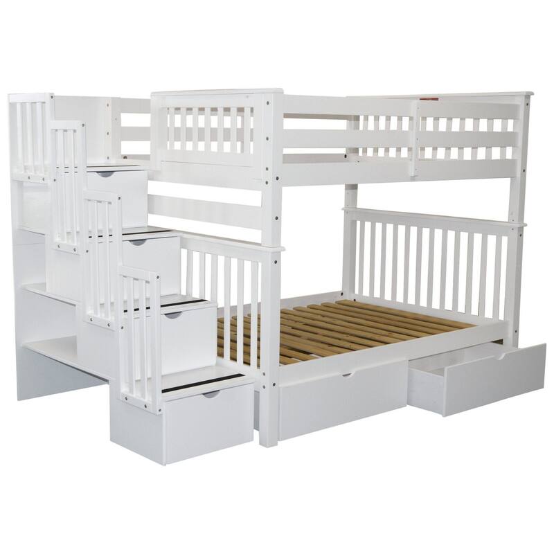Taylor & Olive Trillium Full over Full Stairway Bunk Bed, 2 Drawers