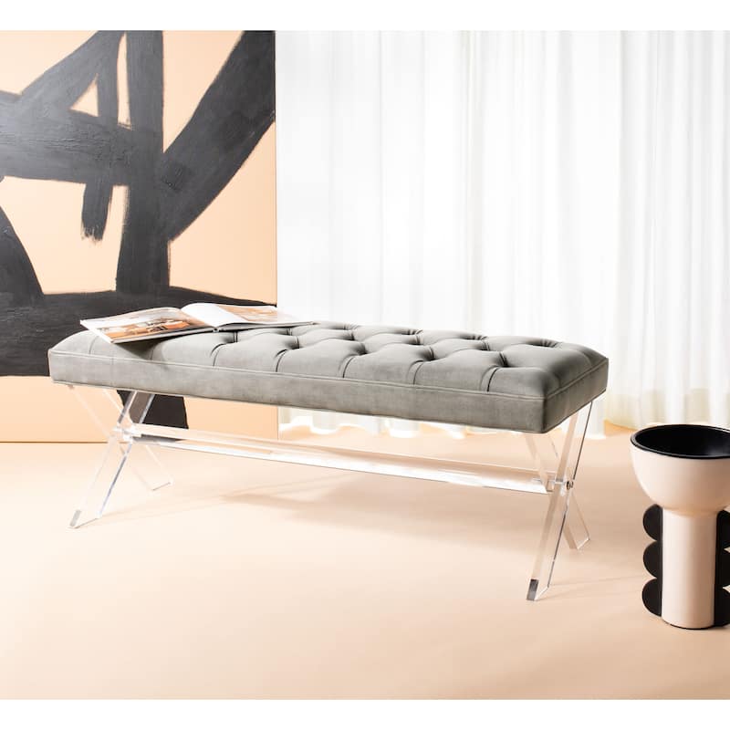 SAFAVIEH Couture Ketevan Tufted Acrylic Bench - 48"x18"x18". - 48" W x 18" L x 18" H - 48Wx18Dx18H