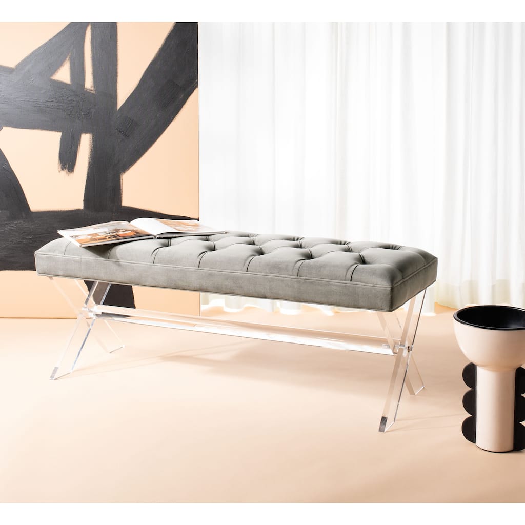 SAFAVIEH Couture Ketevan Tufted Acrylic Bench - 48"x18"x18". - 48" W x 18" L x 18" H - 48Wx18Dx18H