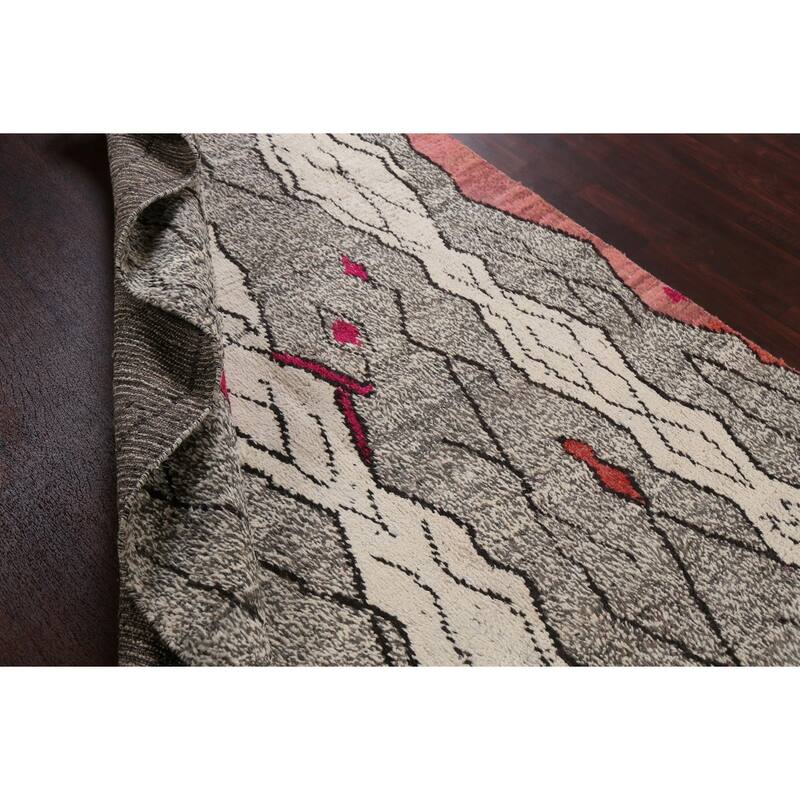 Abstract Modern Moroccan Oriental Area Rug Hand-knotted Wool Carpet - 5'11" x 10'7"