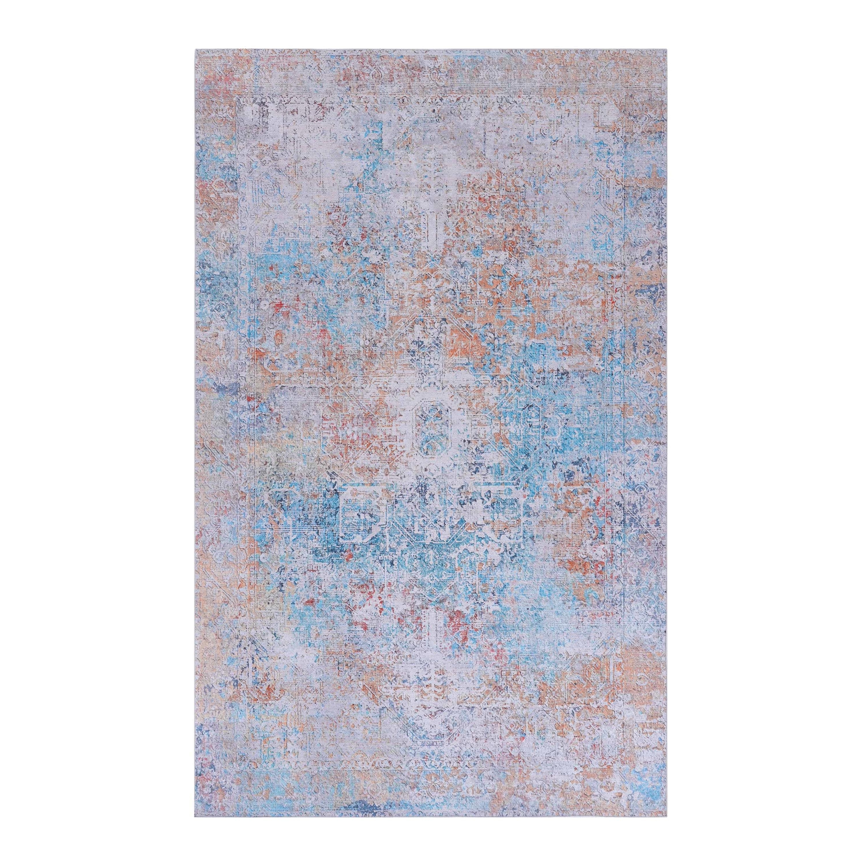 MAVAL Yellow Washable Non-Shedding Area Rug