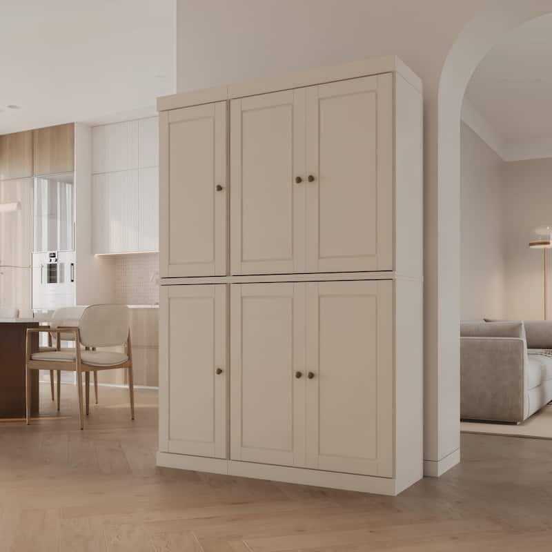 Palace Imports 100% Solid Wood 48.5" China Pantry Cabinet with Solid or Clear Glass Doors and Adjustable Shelves - 48.5" x 71.5" - Beige - Solid