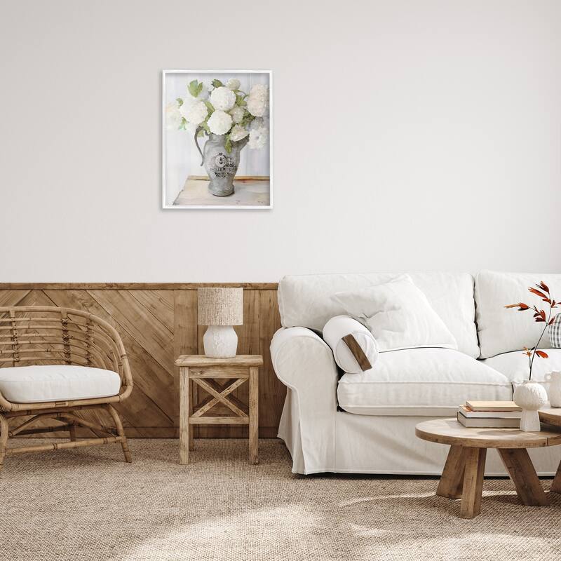 Stupell White Hydrangea in French Country Pitcher Still Life Framed Wall Art - Multi-Color