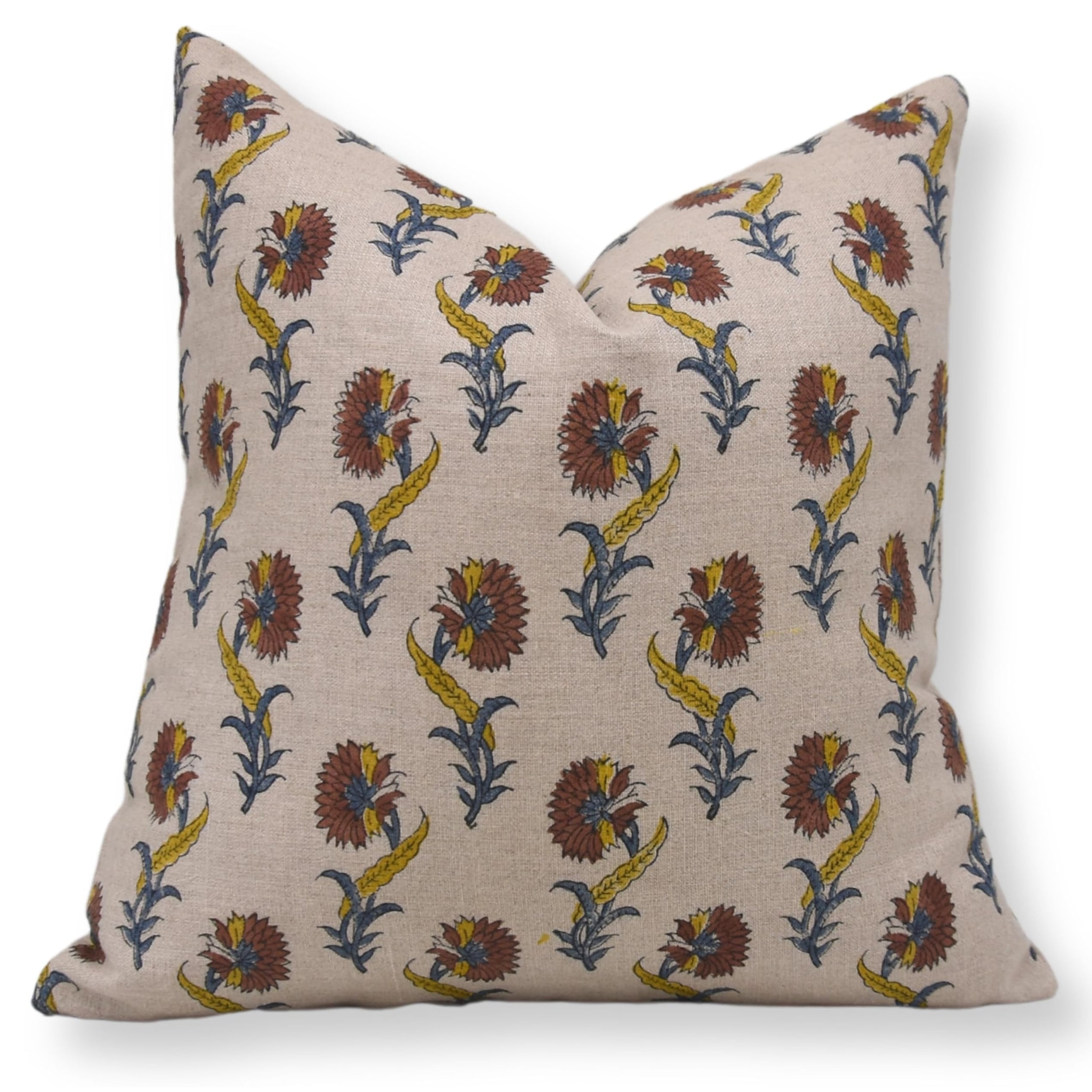 Fabdivine Rustic Boho Floral Decor Pillow Cover Soft Boho Pure Linen, Daffodil