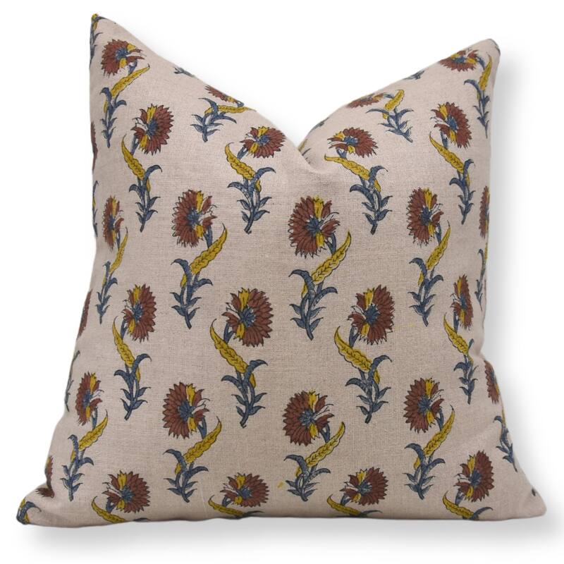 Fabdivine Linen Outdoor Sofa Block print pillow Cover - Pillow Covers - 20" x 20"