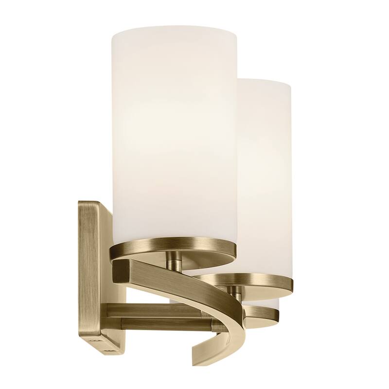 Kichler Lighting Crosby 23 in. 3-Light Natural Brass Vanity Light with Etched Glass
