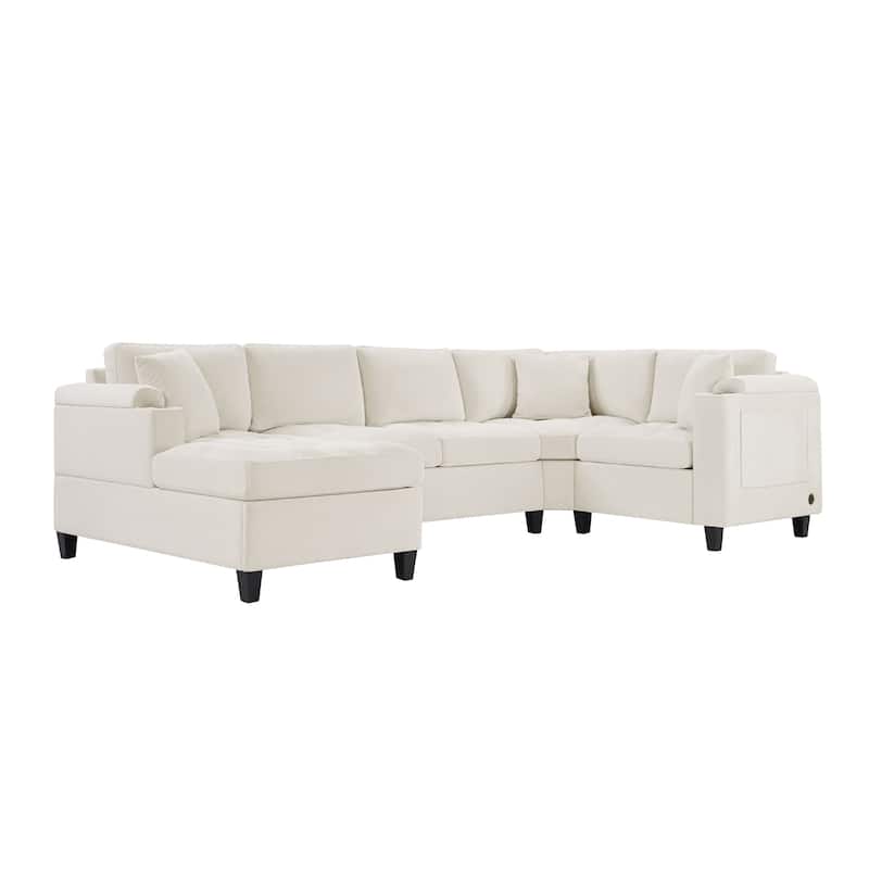 Roomfitters 115.7-Inch Modern U-Shaped Oversized Sectional Sofa, Corner Living Room Couch with Built-In Cup Holders