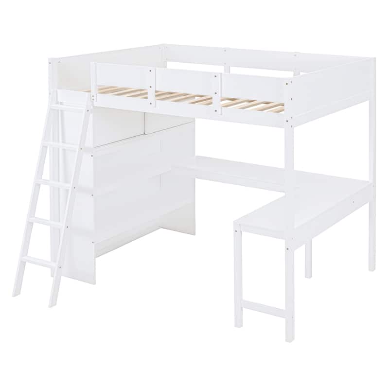 Loft Bed with Desk and Shelf