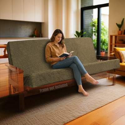 Memory Foam Infused Futon Mattress Full XL - Washable Removable Cover, Thick Foldable Sofa Bed Cushion (Frame NOT Included)