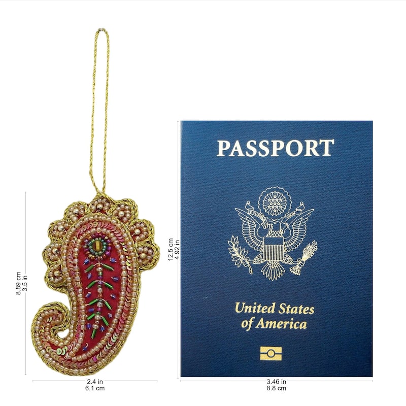 NOVICA Handmade Set of 4 Beaded Ornaments, Brilliant Paisleys (India)