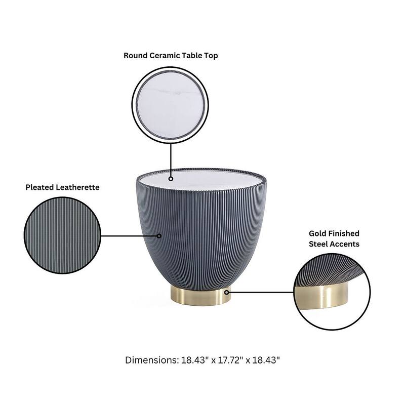 Manhattan Comfort Modern Anderson Ceramic Gold Table Set