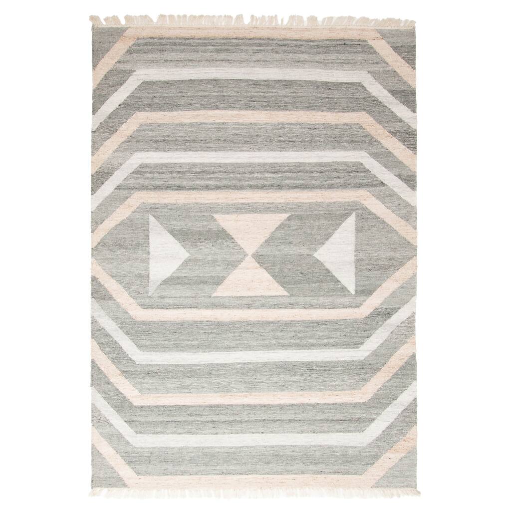 ECARPETGALLERY Flat-Weave Ankara FW Grey Wool Kilim - 5'5 x 7'10