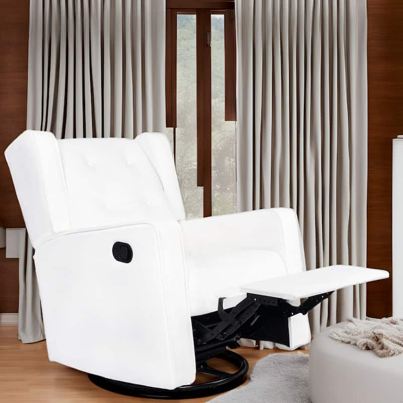 Octavia Solid Wood Microfiber Swivel Glider Rocker Recliner Chair, For Living Room, Bed Room