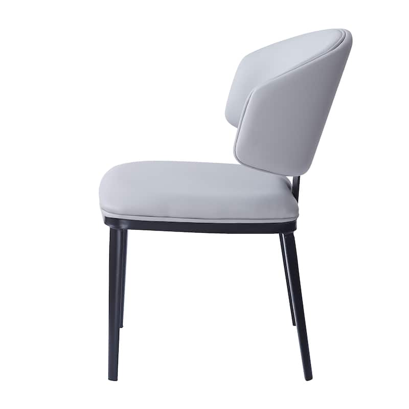 PU Leather Upholstered Dining Chairs Set of 2, Ergonomic Kitchen Side Chairs, Accent Chair with Curved Backrest & Metal Legs