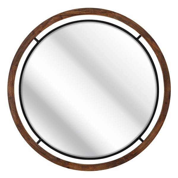 Shop 32 Mogley Wall Mounted Round Mirror With Fir Wood Frame Free Shipping Today Overstock 29153107
