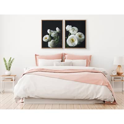 Kate and Laurel Sylvie White Ranunculus Framed Canvas Set by Emiko and Mark Franzen of F2Images