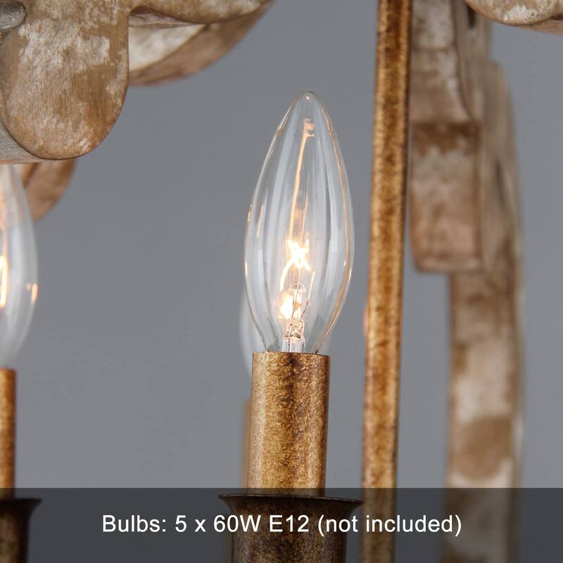 21 "W 5-Light Wooden Chandelier