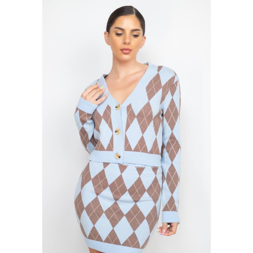 Diamond Button-Front Cardigan Top Perfect for Any Occasions