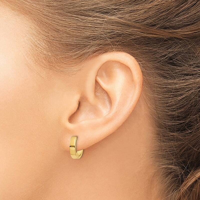 Curata 14k Yellow Gold Solid Hinged Polished 10x3mm Huggies Earrings