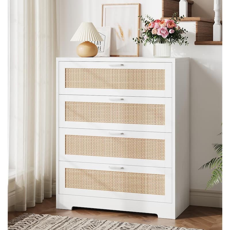 Rattan 4 Drawer Dresser for Bedroom