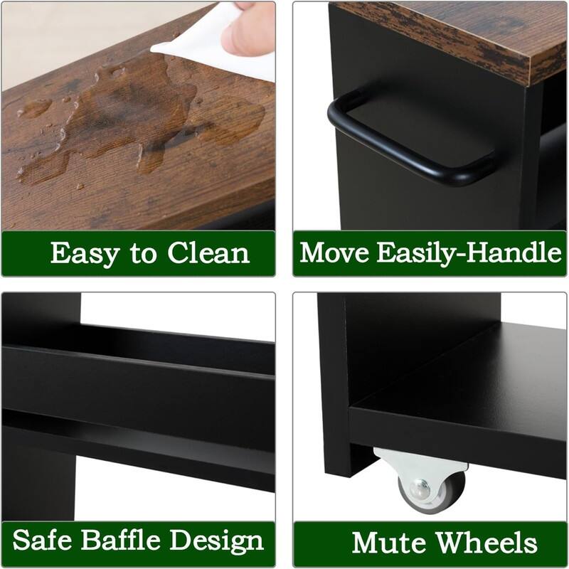 4 Tier Slim Storage Cart with Handle - 15.7"D x 7.9"W x 31.5"H