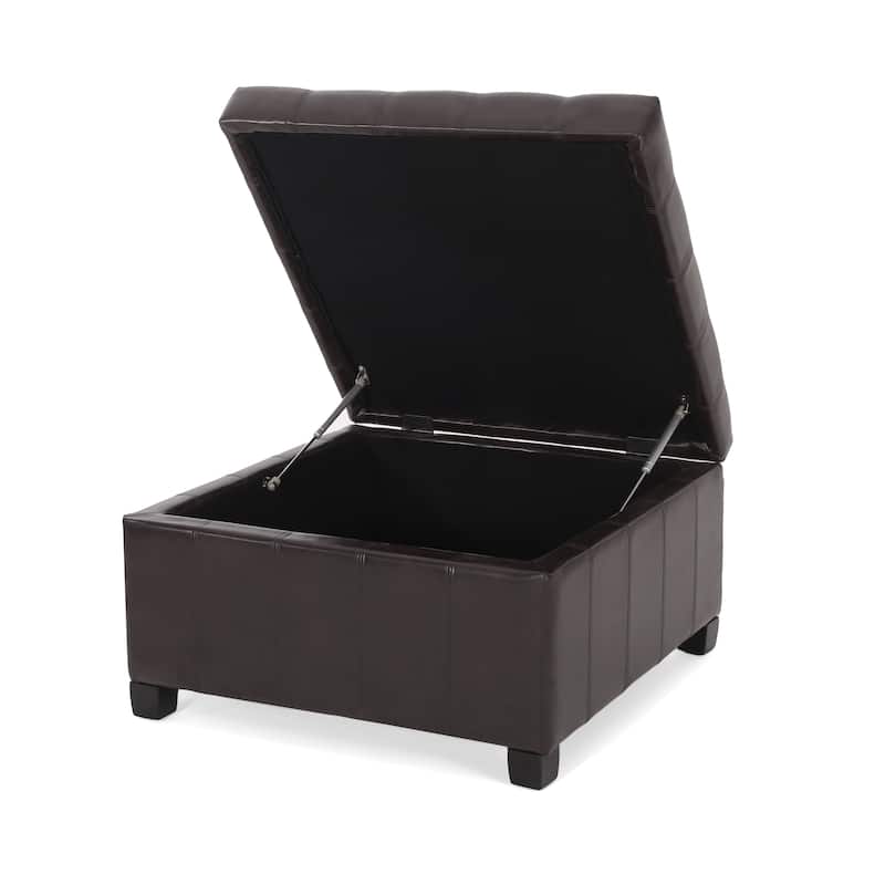 Veronica Contemporary Tufted Leather Storage Ottoman by Christopher Knight Home
