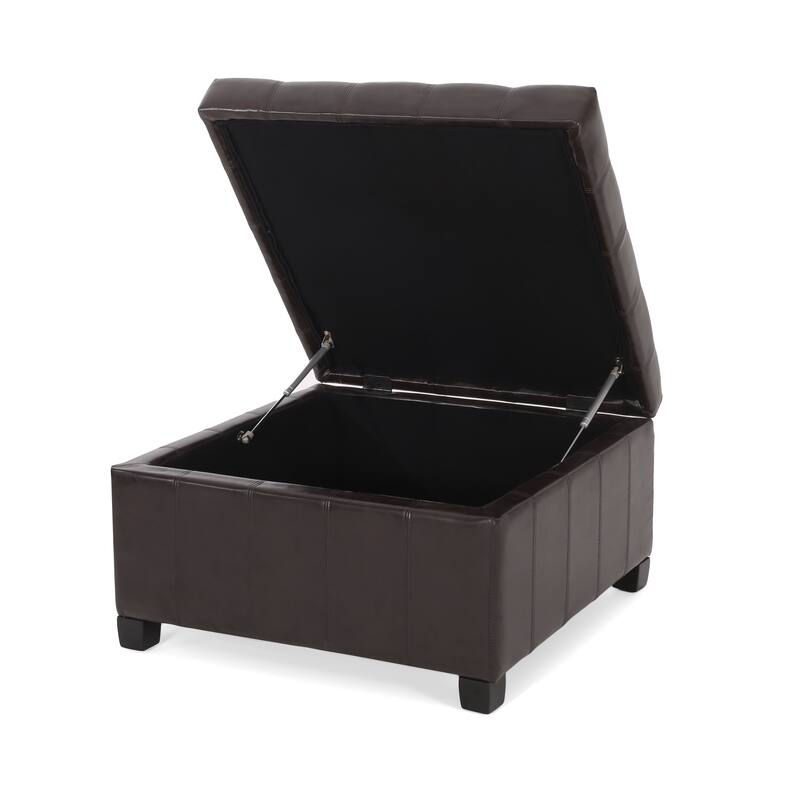 Alexandria Contemporary Tufted Bonded Leather Storage Ottoman by Christopher Knight Home