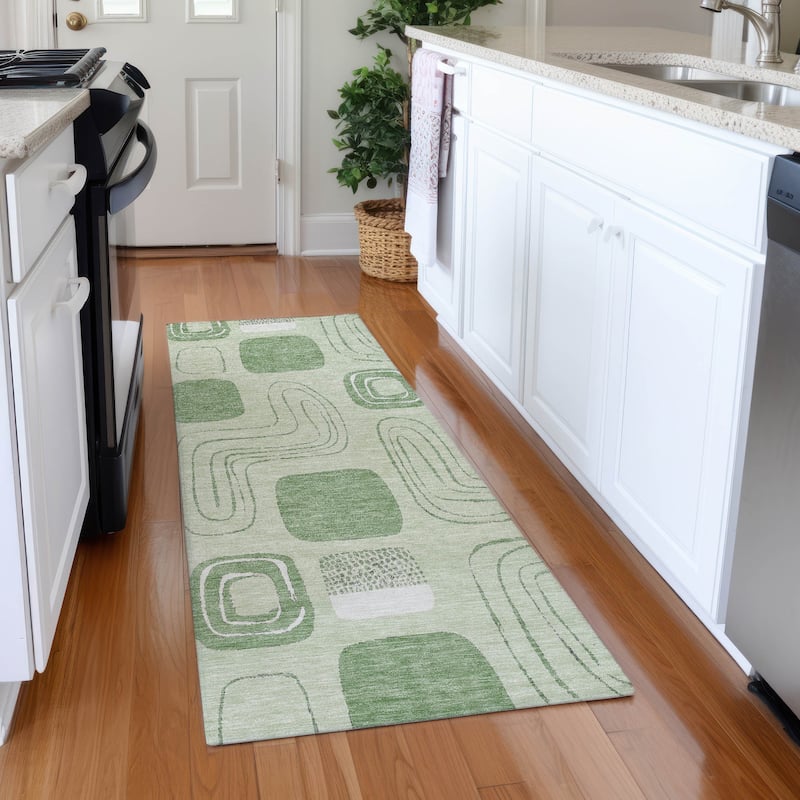 Premium Washable Super Soft Contemporary Elements Mayfield Rug - Mint - 2'3" x 7'6"