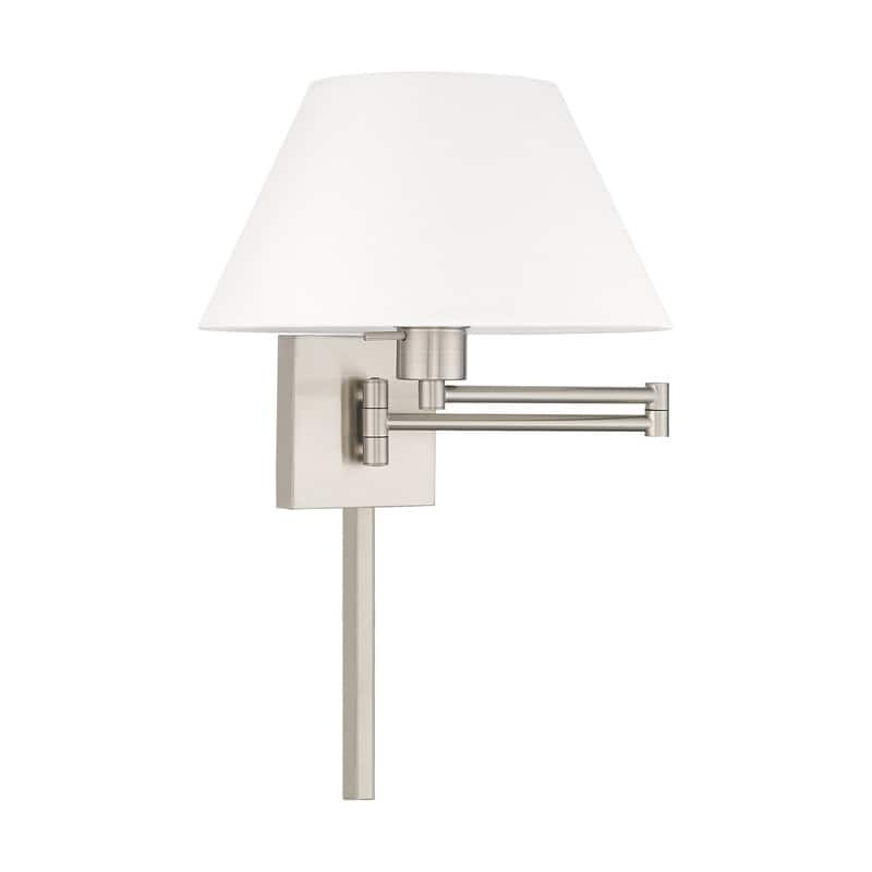 Livex Lighting 1-Light Off-White Shade Swing Arm Wall Lamp, 40039