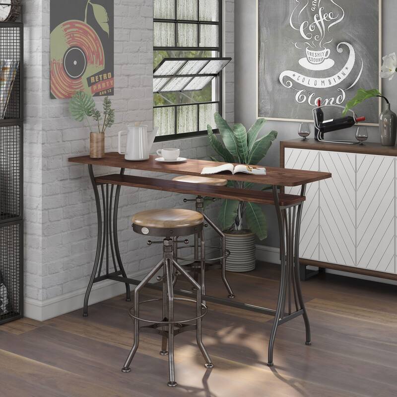 DH BASIC Industrial 60-inch Metal 1-Shelf Counter Height Table by Denhour