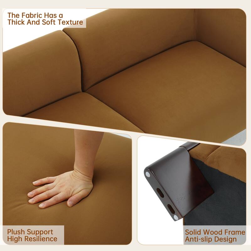 81" Wide Upholstered Velvet/ Chenille Roomy Loveseat Sofa