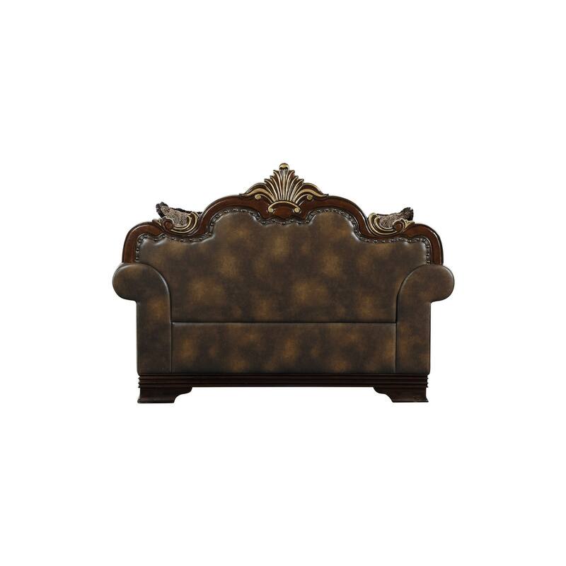 Nanette Dark-Cherry Wood Living Room Set