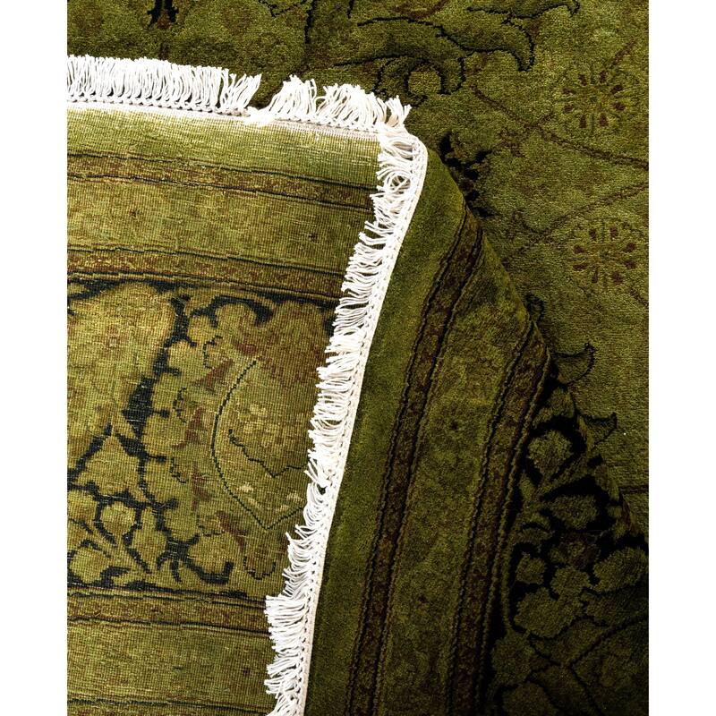 Overdyed One-of-a-Kind Hand-Knotted Area Rug - Green - 9' 1" x 9' 1"