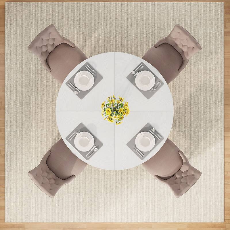 47-inch Round Dining Table Wood Dinner Table for 4-6 People