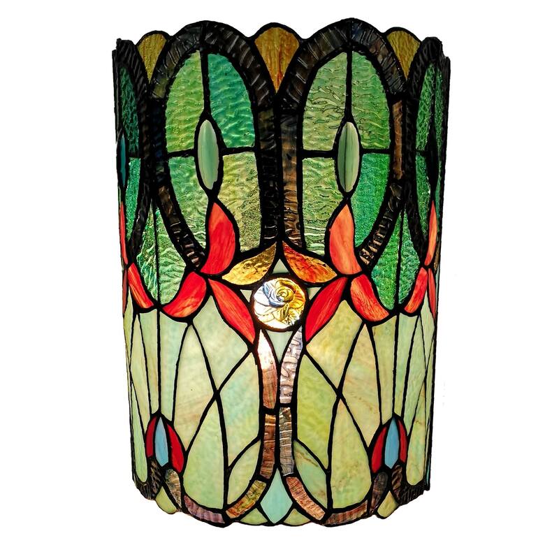 Tiffany Style Double-light Floral Wall Sconce AM247WL10B Amora Lighting - Multi-color