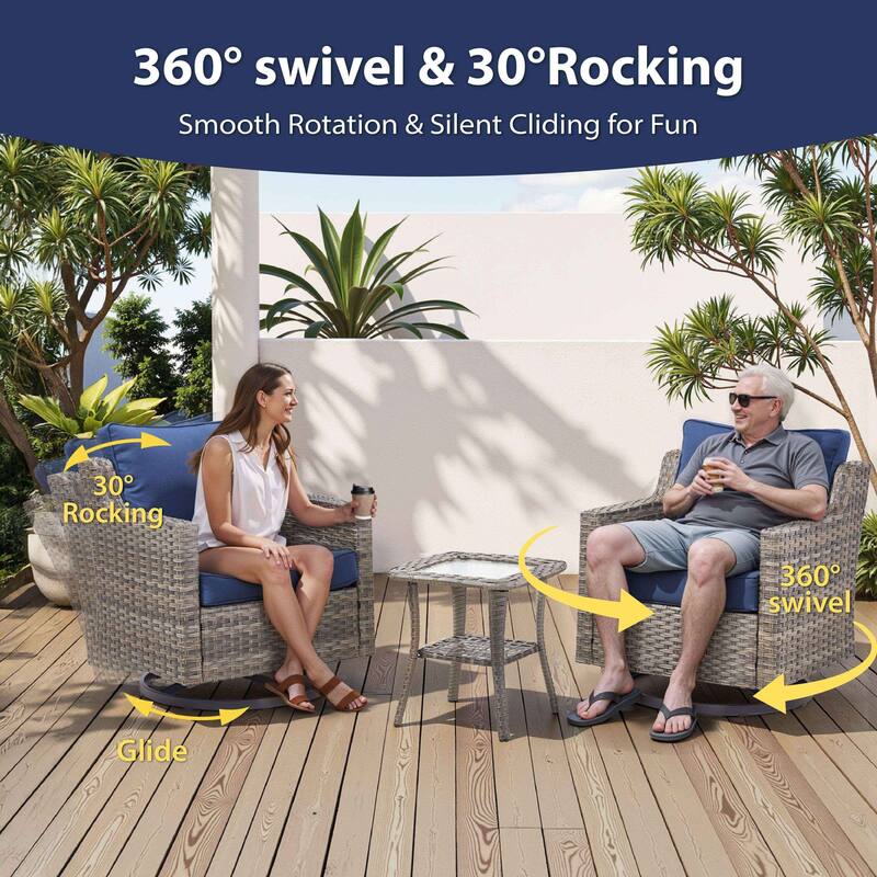 Glissia 7-Piece Gray Wicker Fire Pit Conversation Set with Modern Steel Fire Pit